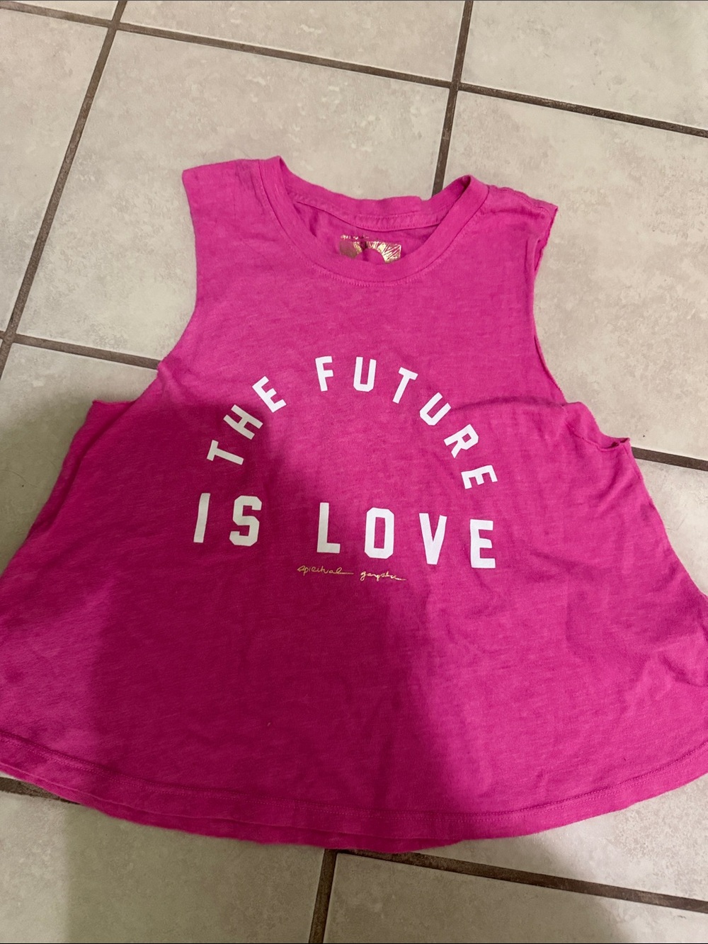 Spiritual Gangster Girls' Hot Pink Graphic Tank - 'The Future Is Love'